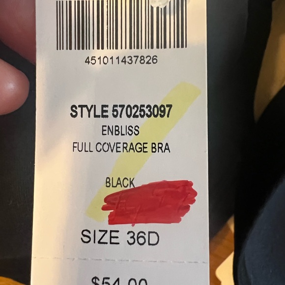 NWT Soma Enbliss Full Coverage Underwire Bra 36 D Black Back Hook #0070 - Picture 8 of 12